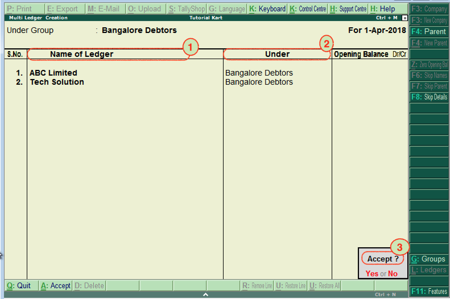 Create Ledgers (Multiple Ledgers) in Tally ERP 9