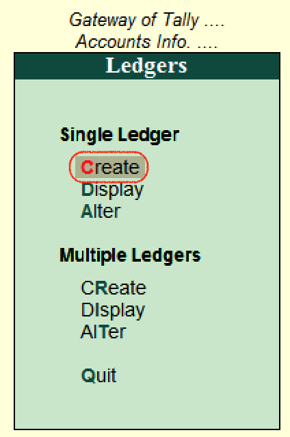 Create single ledger in Tally