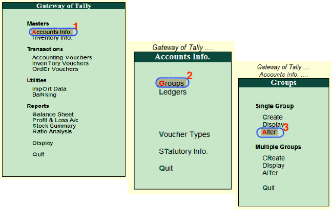 How to alter Group in Tally
