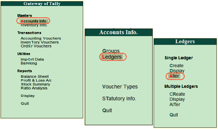 How to alter single ledger in Tally