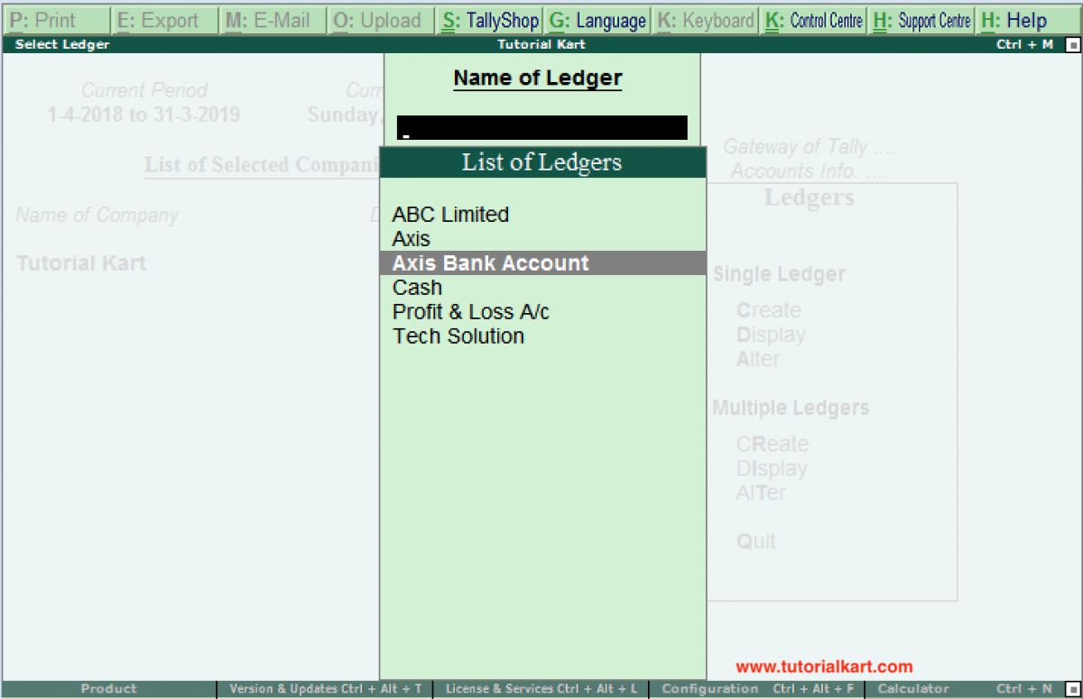 How to Create Single Ledger in Tally TutorialKart