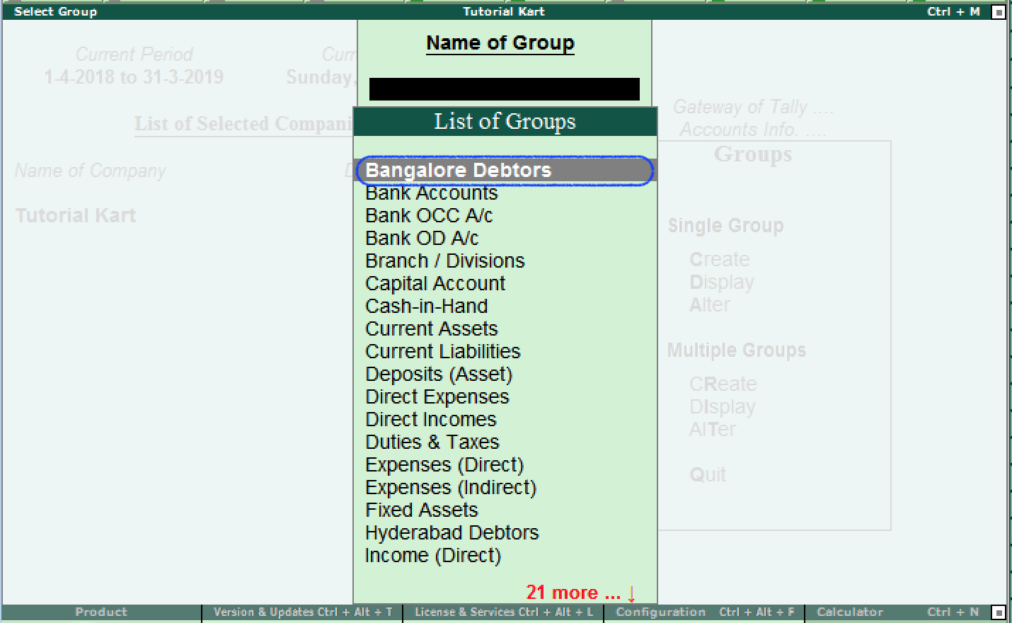 List of groups to display Tally