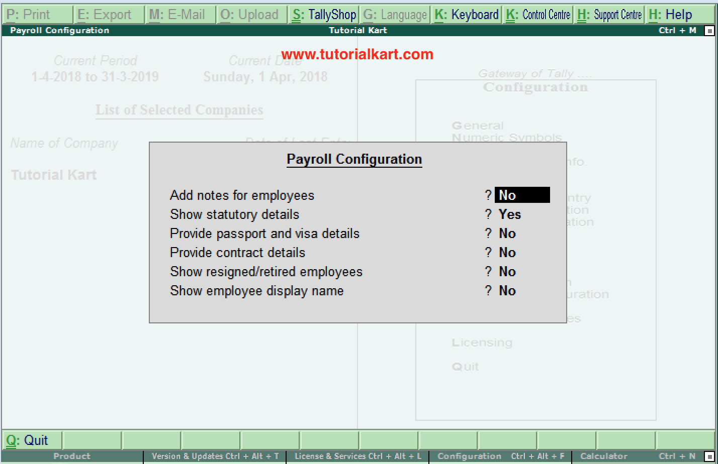 Payroll Configuration in Tally.ERP 9