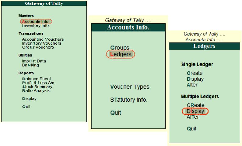 display Multiple Ledgers in Tally