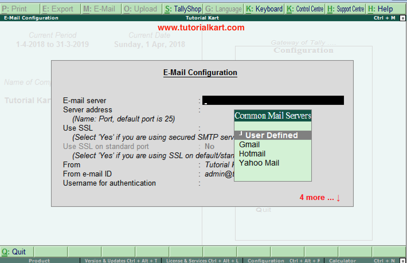 e-mail configuration