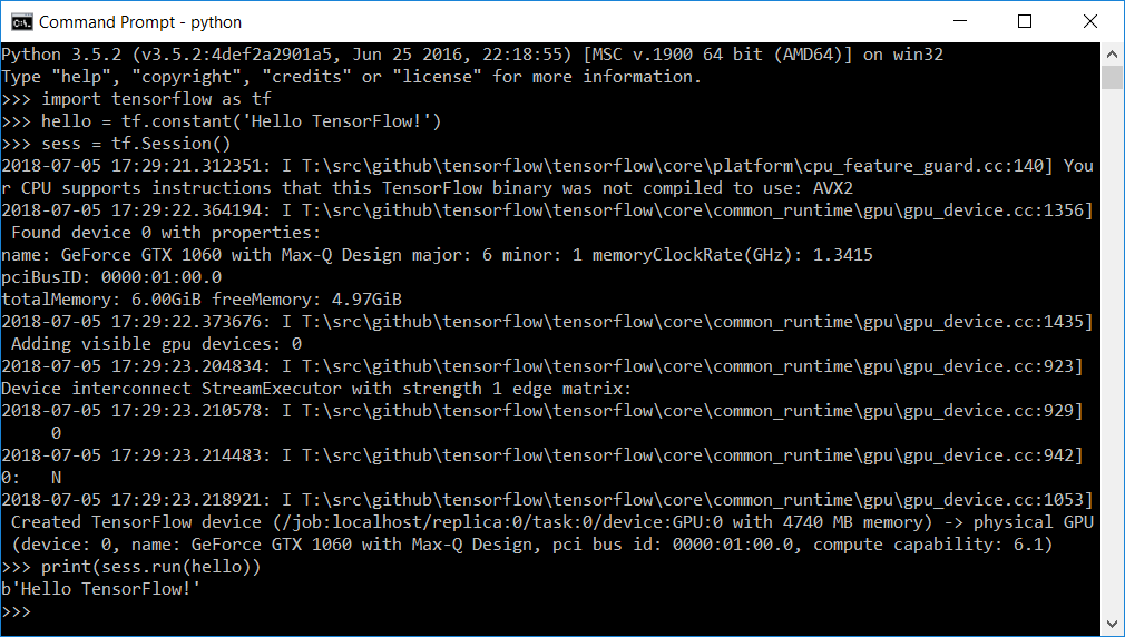 TensorFlow Installation for GPU - Verification