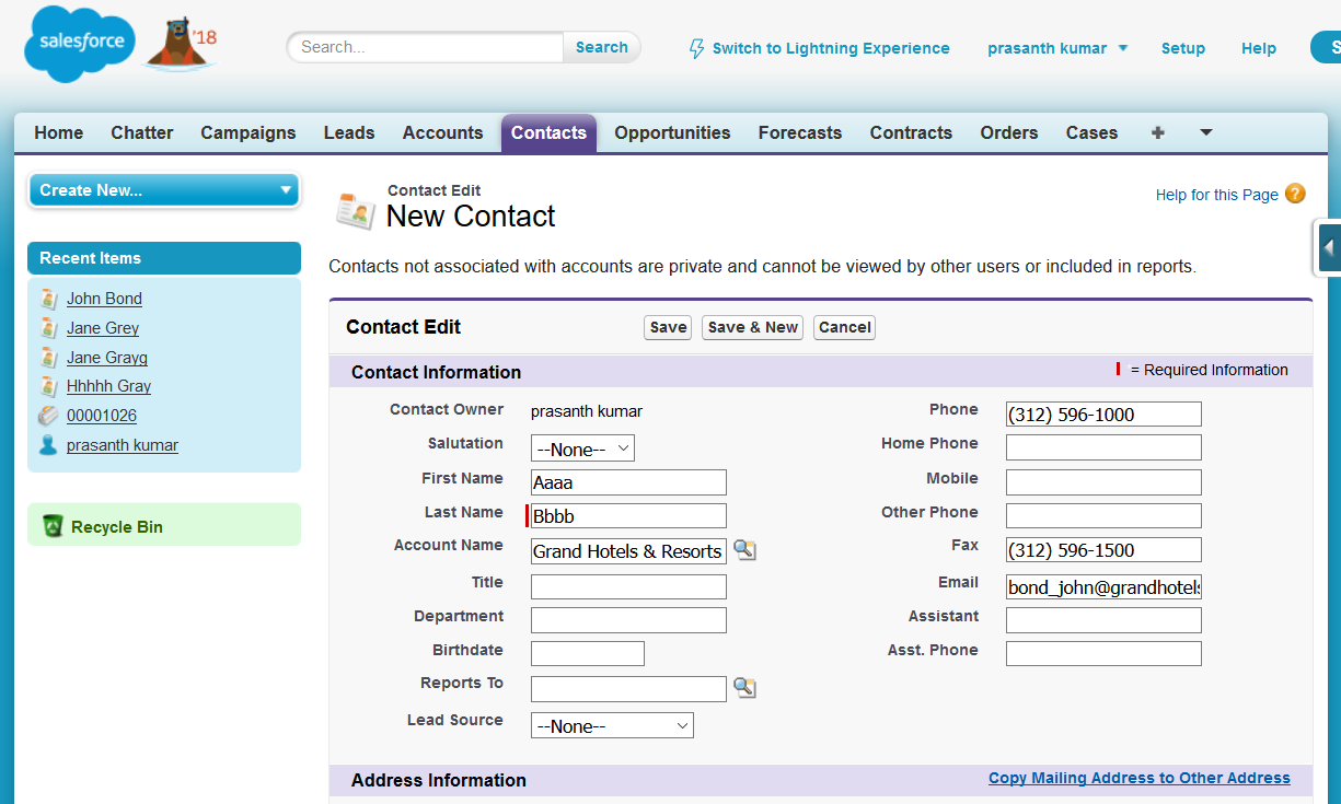 Apex Trigger before insert event with Contact sObject example