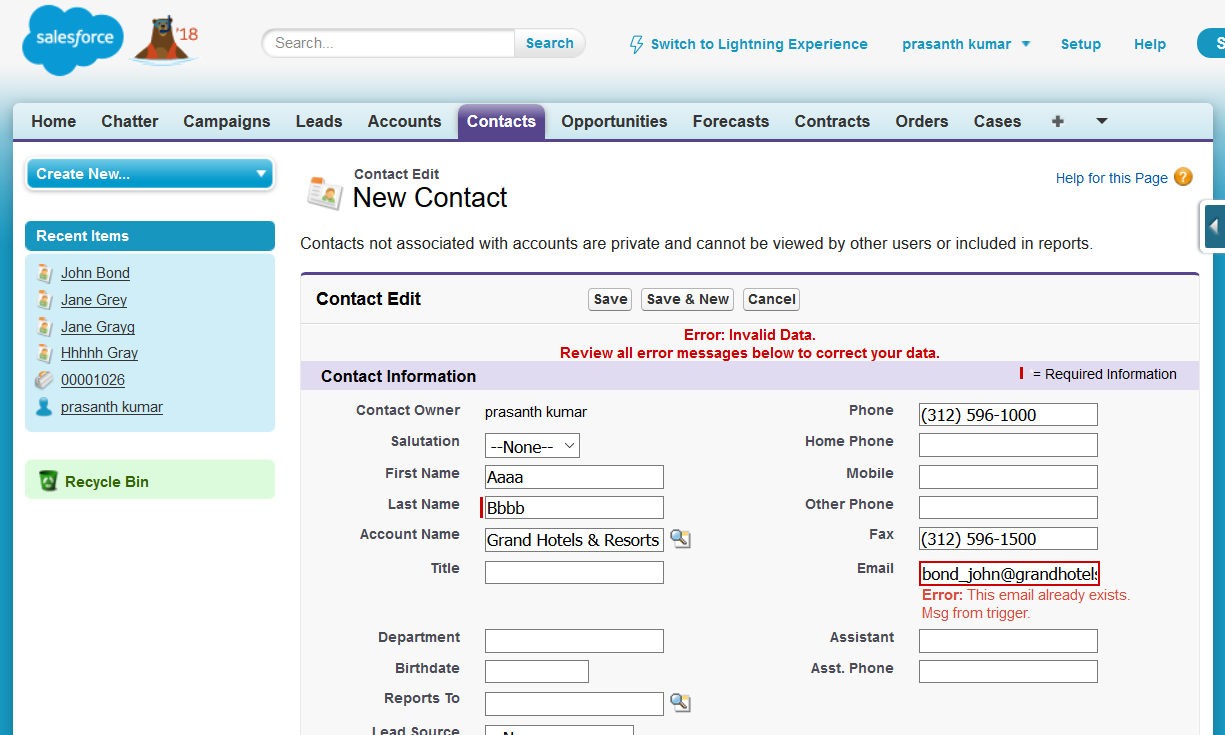 Apex Trigger before insert event executed