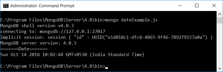 Mongo Date command in Script