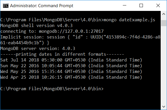 MongoDB Date Formats