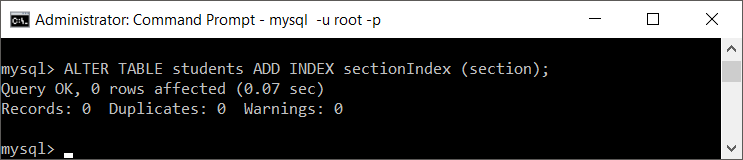 MySQL ALTER TABLE table_name ADD INDEX index_name (column_name)