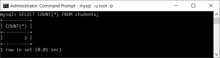 MySQL - Count total number of rows in table