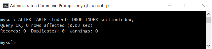 MySQL DROP COLUMN FROM INDEX