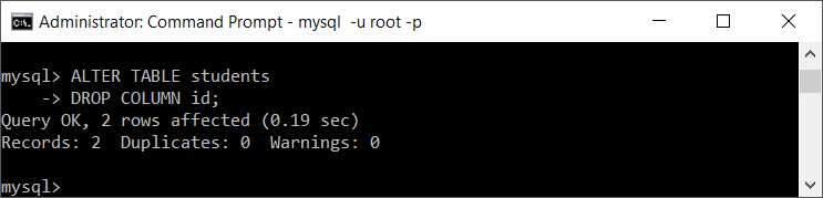 MySQL DROP COLUMN from TABLE