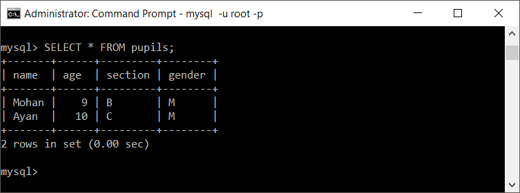 MySQL Table after deleting Column