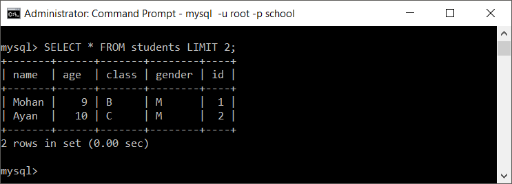 mysql limit number of records