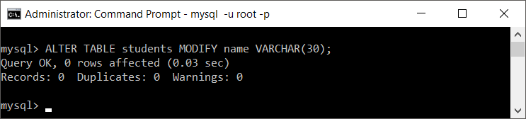 MySQL modify column size