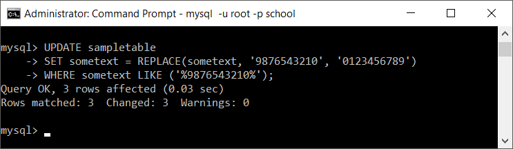 mysql replace string in column with where clause for performance