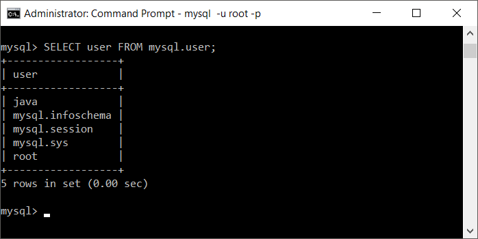 MySQL - Select user from mysql.users