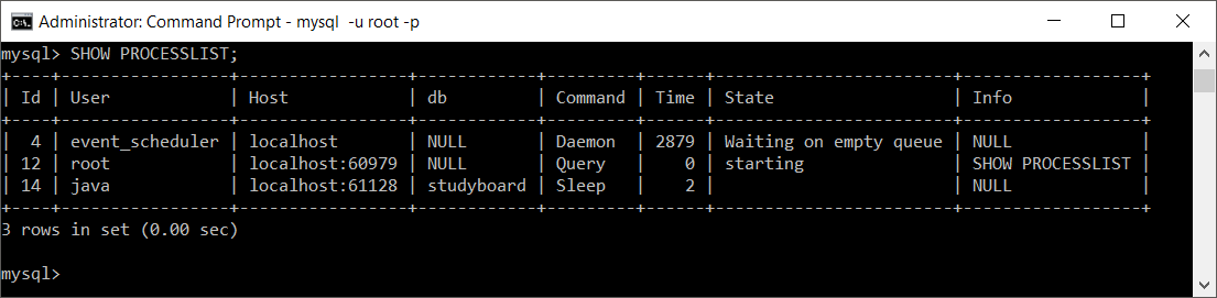 MySQL - SHOW PROCESSLIST