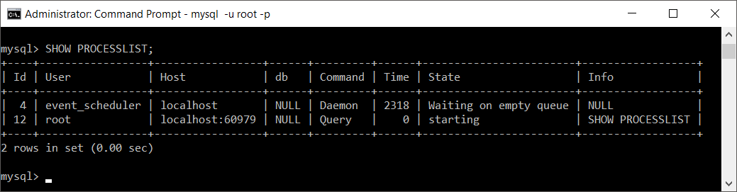 MySQL - SHOW PROCESSLIST;