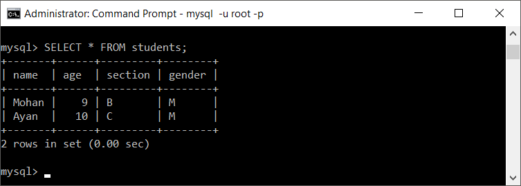 show mysql table data