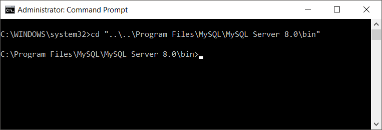 Windows - Navigate to MySQL Server bin location in Command Prompt