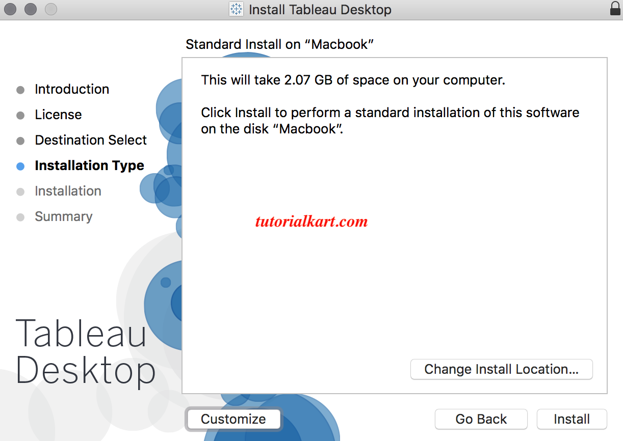 Tableau desktop installation