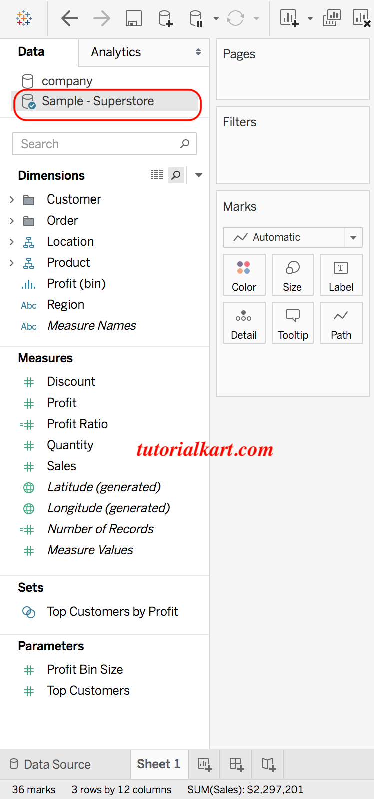 Tableau data connect to excel sheet