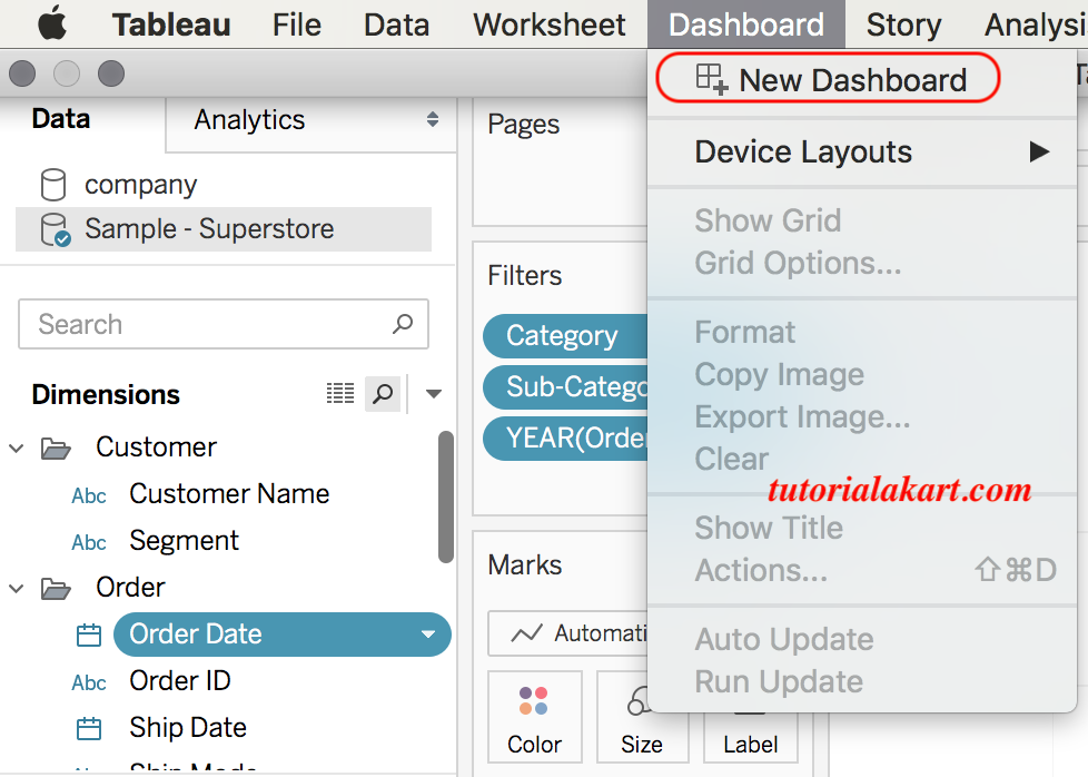 creating dashboard in tableau