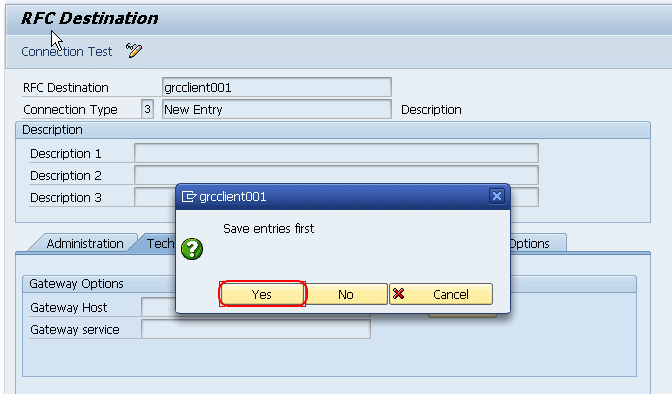 Save RFC destination entries