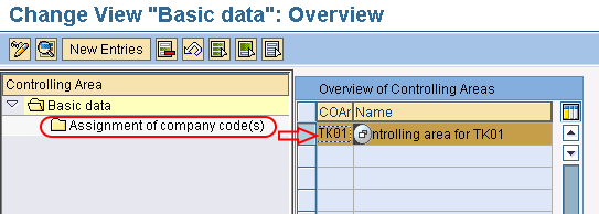 controlling area assignment to company code table