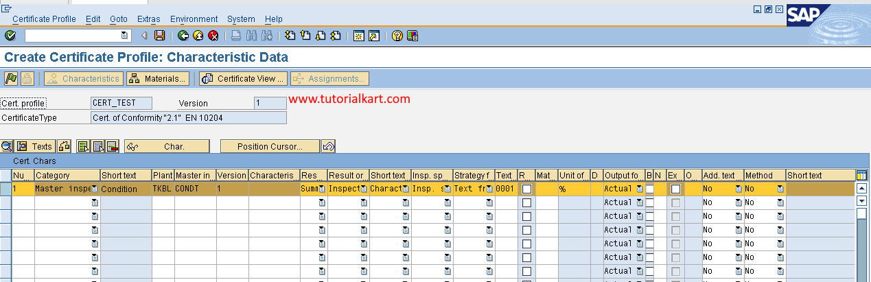 Create certificate profile in SAP QM