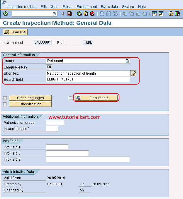 inspection type assignment table in sap