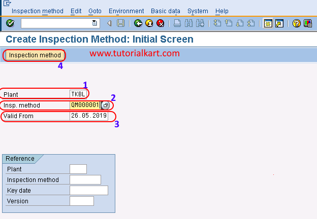 Create inspection method intial screen in SAP QM