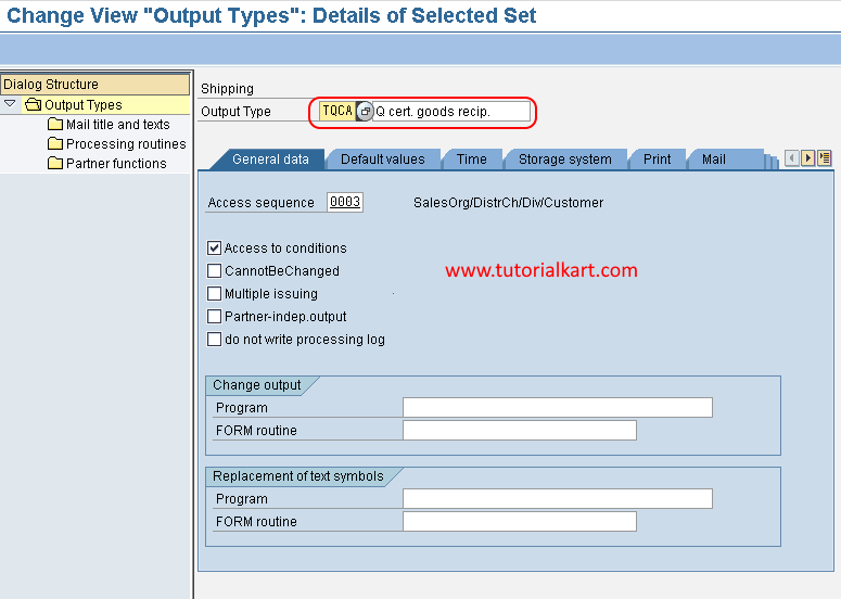 Define Condition Types for Output Determination in SAP QM