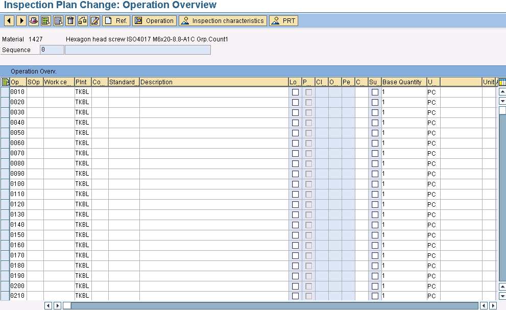 Inspection plan change operations in SAP QM