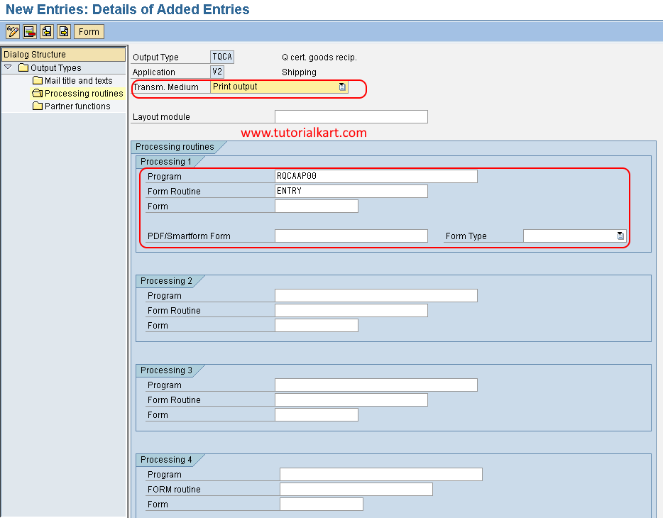 Processing routines new entries in SAP QM