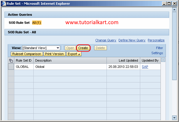 SAP GRC set rule create