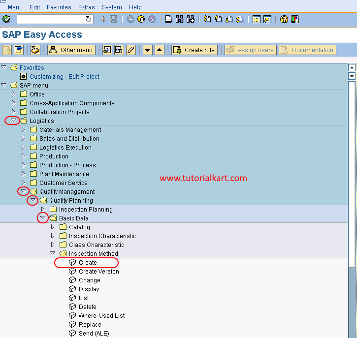 SAP QM - Create inspection method transaction code