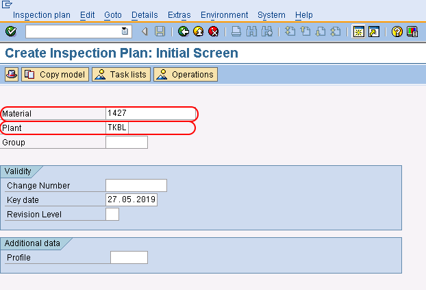 SAP QM Create inspection plan initial screen in SAP