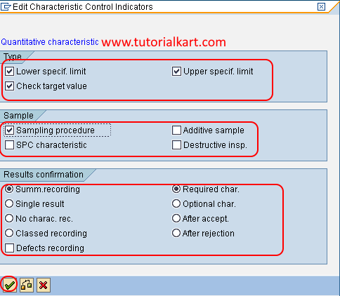 control indicators characteristics in SAP QM