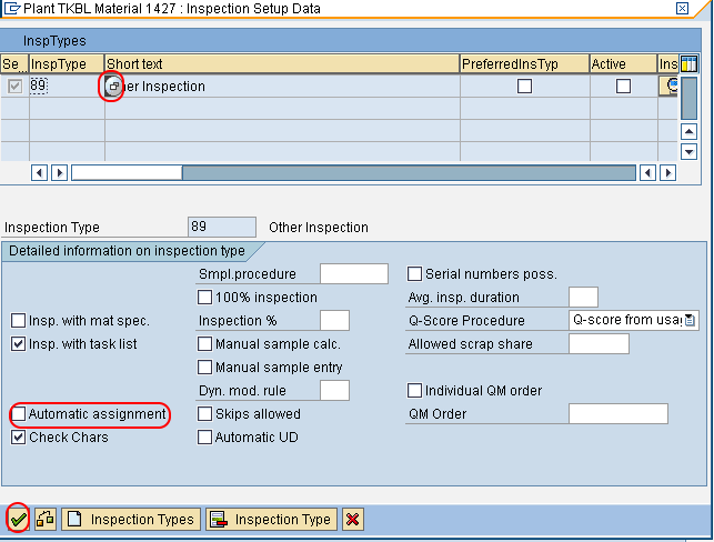 inspection setup date in SAP QM