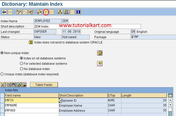 Activate SAP ABAP Indexes
