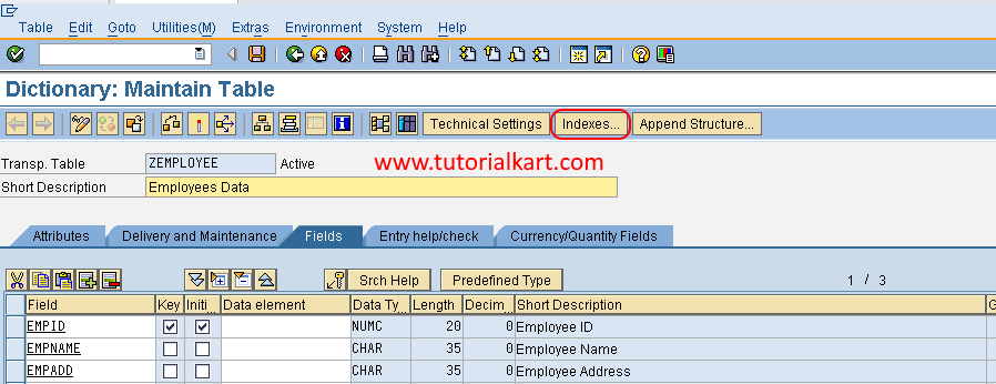 Choose indexes in SAP