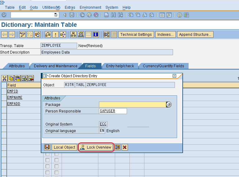 Viewer Compatible with rigidity How to Create Database Table in SAP ABAP