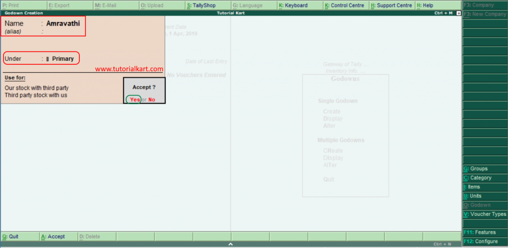 How To Create Godowns In Tally Location In Tally