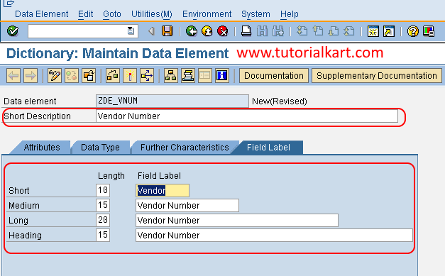 Data elements fields