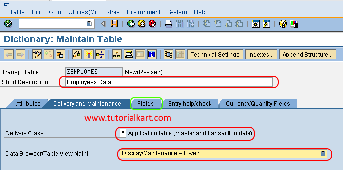 Dictionary Maintain table in SAP ABAP