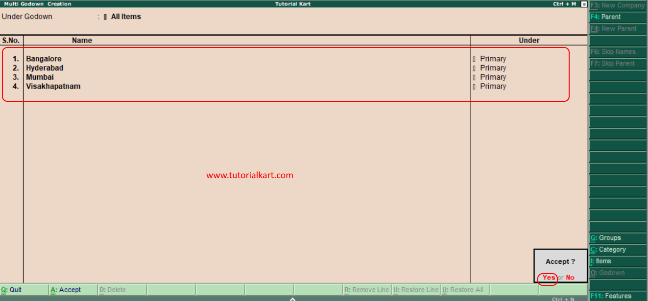 How to Create Multiple Godowns in Tally